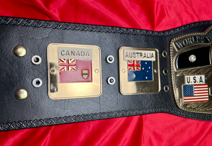 Fandu NWA Domed Globe Replica Championship Hand Crafted Real Leather Strap