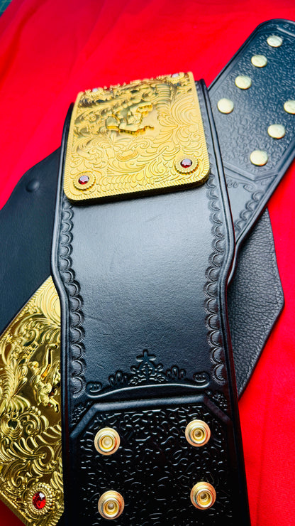 WWE Big Gold Replica Championship Hand Crafted Real Leather Strap