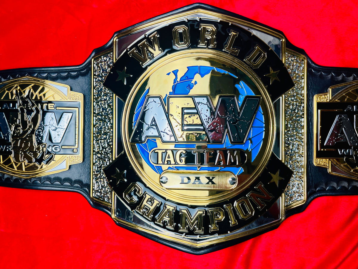 AEW Tag Team Replica Championship Hand Crafted Real Leather Strap