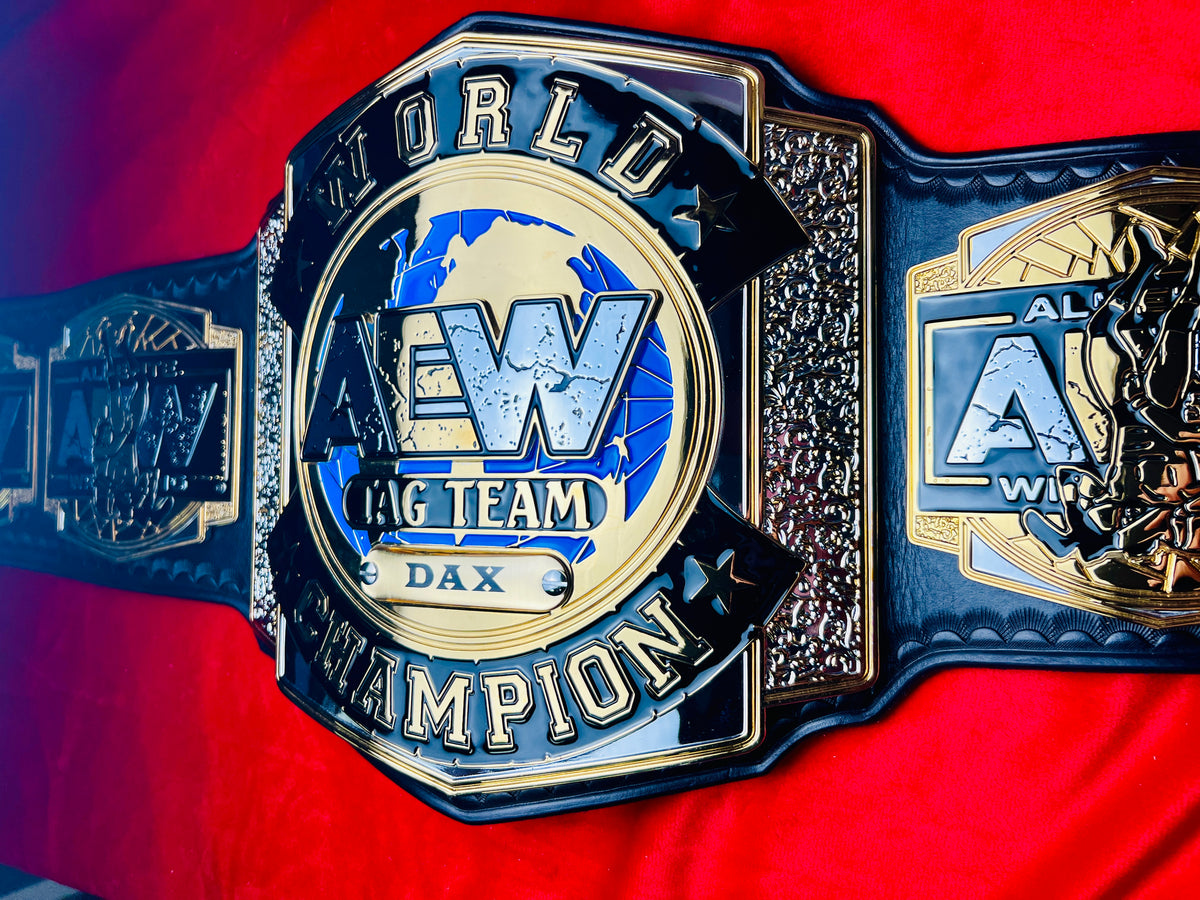 AEW Tag Team Replica Championship Hand Crafted Real Leather Strap
