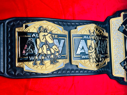 AEW Tag Team Replica Championship Hand Crafted Real Leather Strap