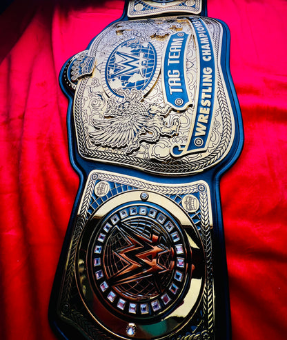 WWE SmackDown Tag Team Replica Championship Hand Crafted Real Leather Strap